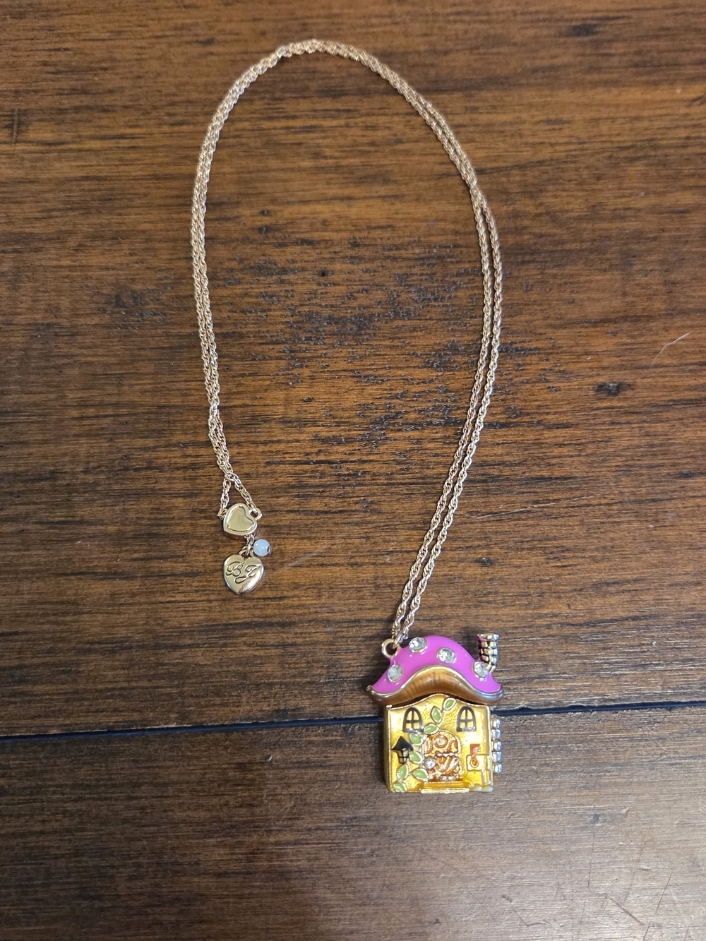 Betsey Johnson HUNNY BUNNY 12-K Gold Plated CZ Crystals Slider Long Necklace